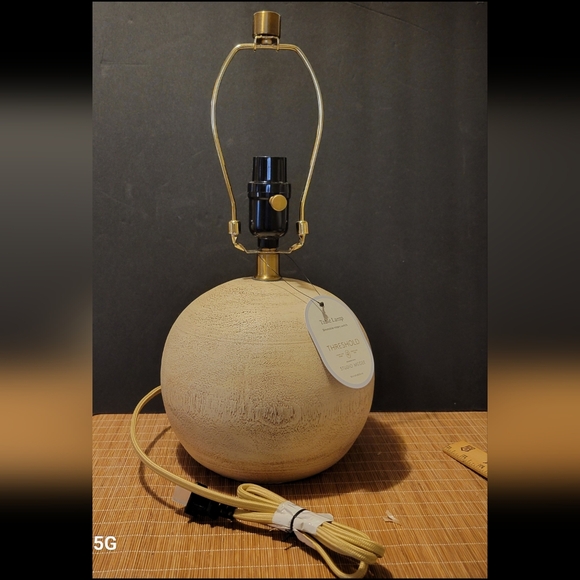 16" Med Faux Wood Table Lamp Threshold Studio McGee Base only No Shade-Dimmable - Picture 2 of 7